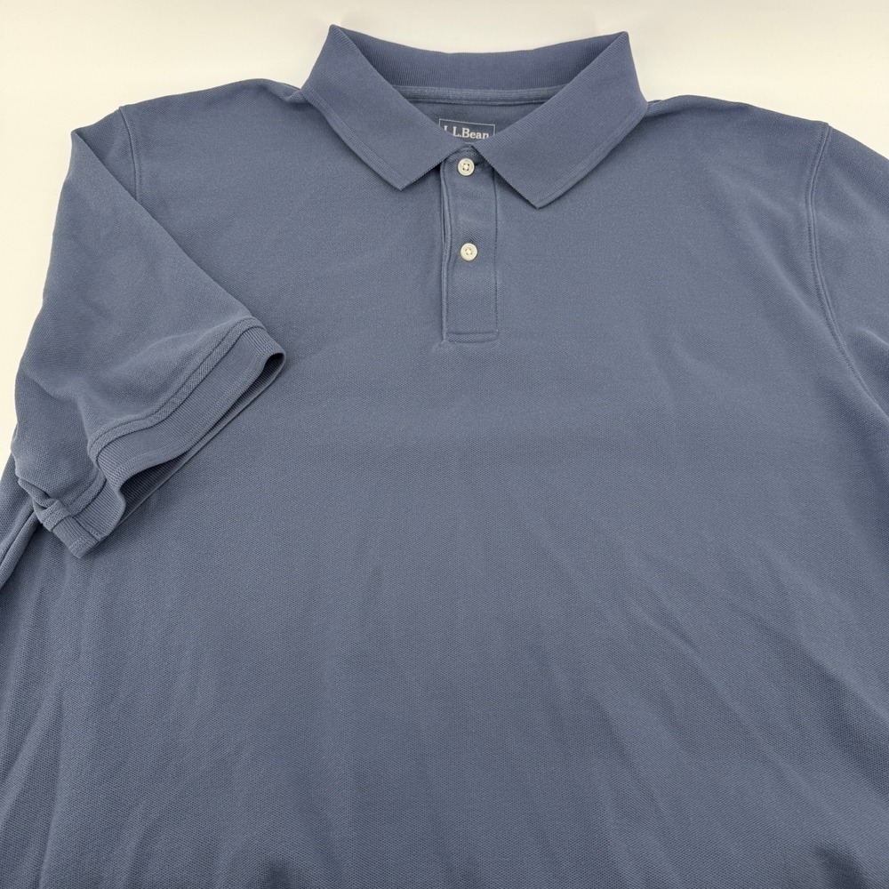 LL Bean Polo Shirt Mens XL Tall‎ Blue Pique Cotton Traditional Fit 300455